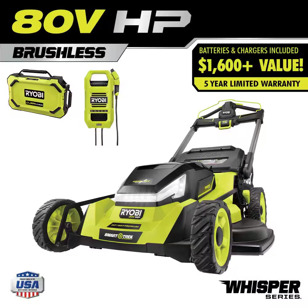 80V HP Brushless Battery Cordless Electric 30 In. Multi-Blade Lawn Mower with Battery and Charger
