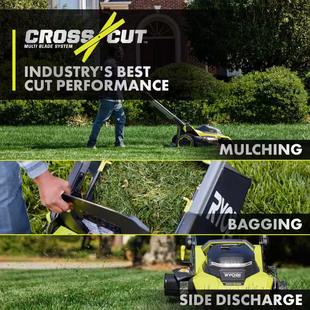 40V HP Brushless 21" Cordless Walk behind Multi-Blade Self-Propelled Mower W/ String Trimmer, Batteries & Charger