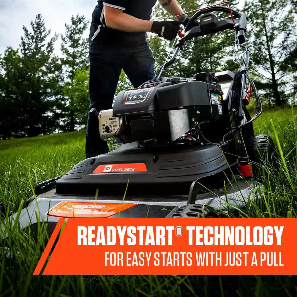 30 In. 223 CC Briggs and Stratton Gas 3-In-1 Dual Twin Blade RWD Self-Propelled Wide Area Lawn Mower with Readystart