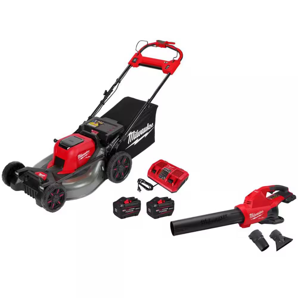 M18 FUEL 18V 21 In. Brushless Cordless Dual Battery Self-Propelled Mower W/ String Trimmer, (2) Batteries, Charger