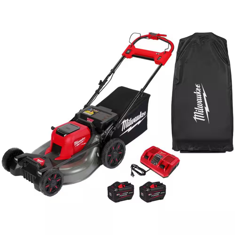 M18 FUEL Brushless Cordless 21 In. Walk behind Dual Battery Self-Propelled Lawn Mower W/(2)12Ah Batteries & Mower Cover