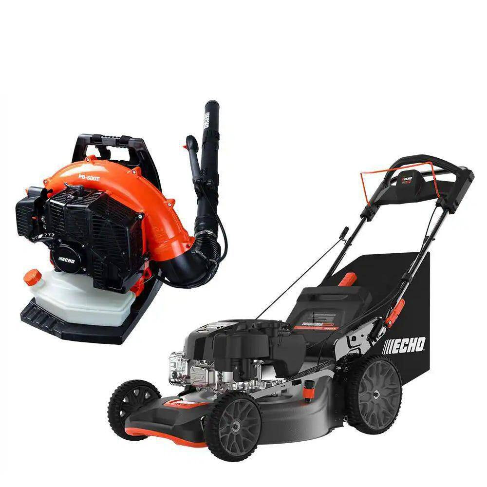 21 In. 190 Cc Briggs and Stratton Gas 3-In-1 Dual Blade RWD Self-Propelled Lawn Mower, 58.2 Cc Gas Backpack Blower Kit