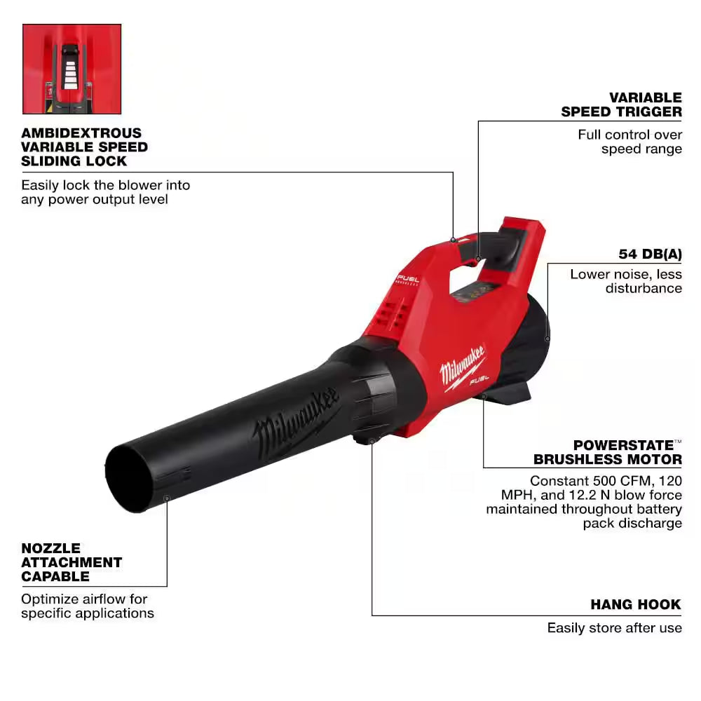 M18 FUEL 18V 21 In. Brushless Cordless Dual Battery Self-Propelled Mower W/ Blower, (2) 12.0 Ah Batteries, Charger