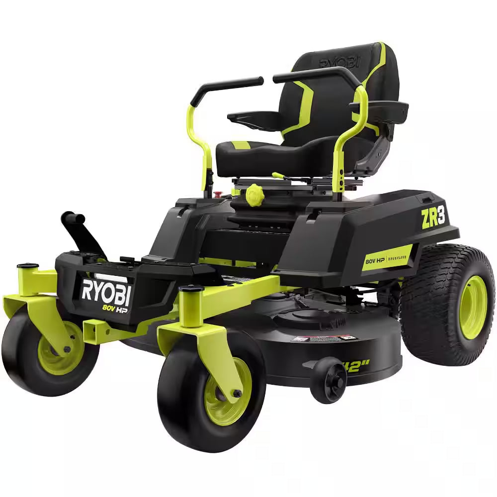 ZR3 80V HP Brushless 42 In. Electric Cordless ZTR Mower W/ Seat Suspension, Armrests, & Headlight-Batteries & Charger