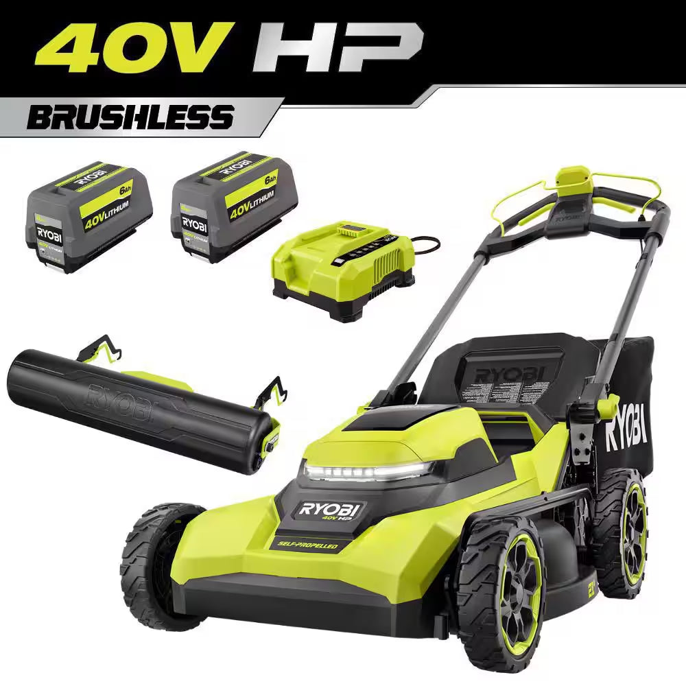 40V HP Brushless 21 In. Cordless Battery Walk behind Self-Propelled Mower, Blower & Trimmer-(3) Batteries & (2) Chargers