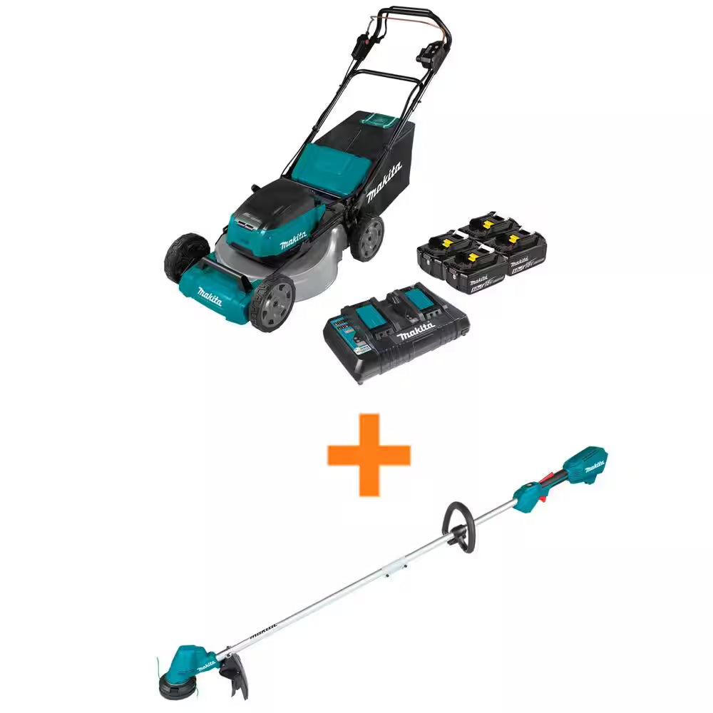 18V X2 (36V) LXT Cordless 21 In. Self-Propelled Commercial Lawn Mower, 4 Batteries (5.0Ah) & 13 In. String Trimmer