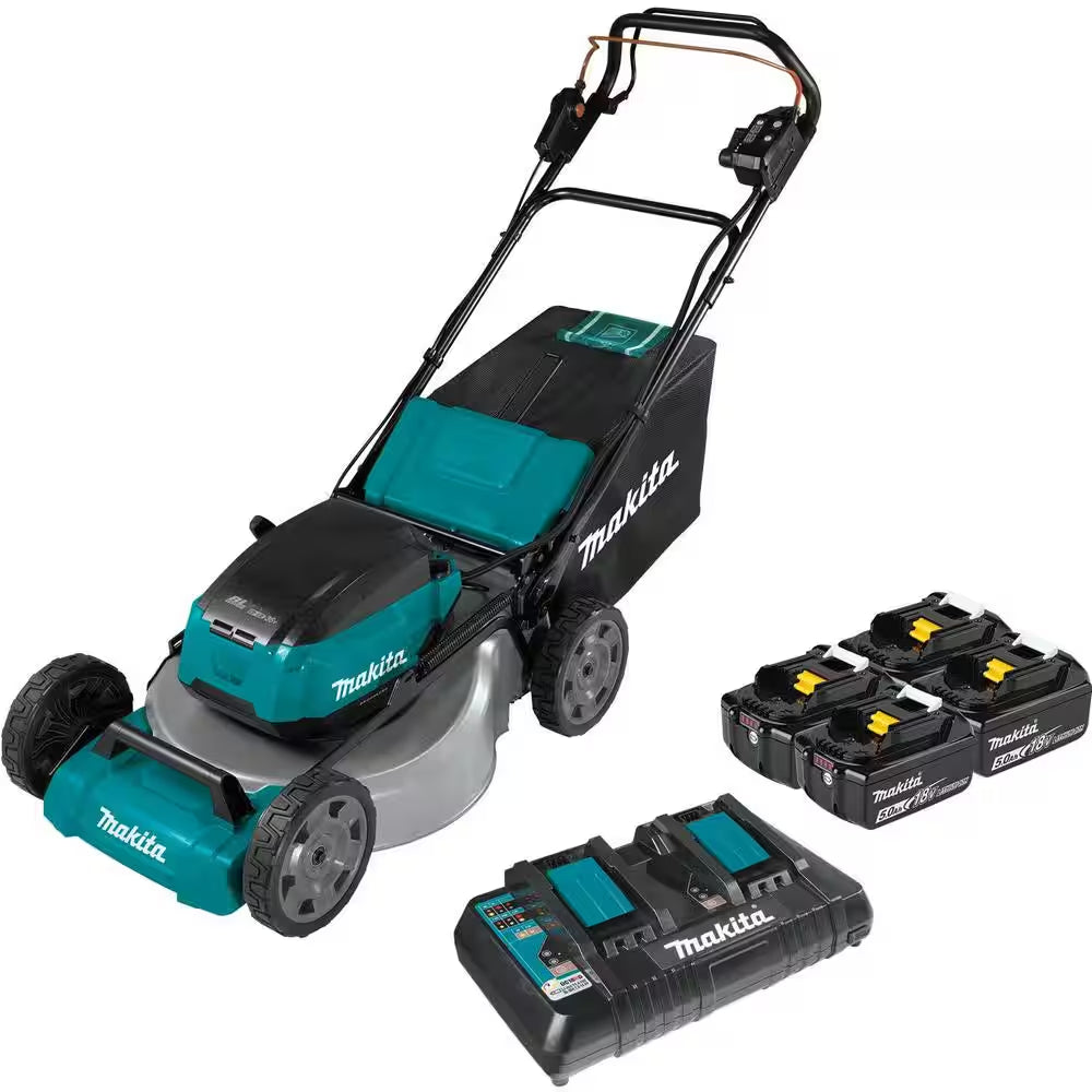 18V X2 (36V) LXT Cordless 21 In. Self-Propelled Commercial Lawn Mower, 4 Batteries (5.0Ah) & 13 In. String Trimmer
