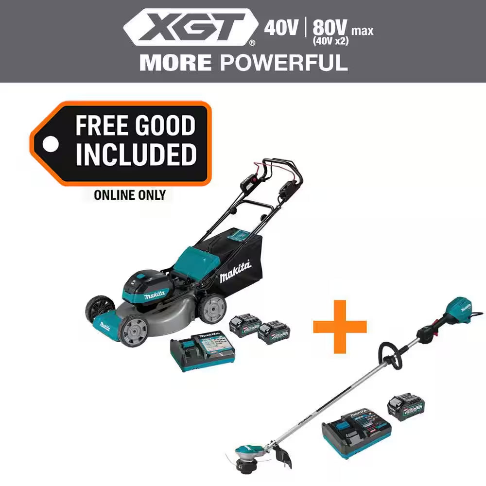 40V Max XGT Brushless 21 In. Walk behind Self-Propelled Mower Kit (4.0Ah) with XGT Brushless String Trimmer Kit (4.0 Ah)