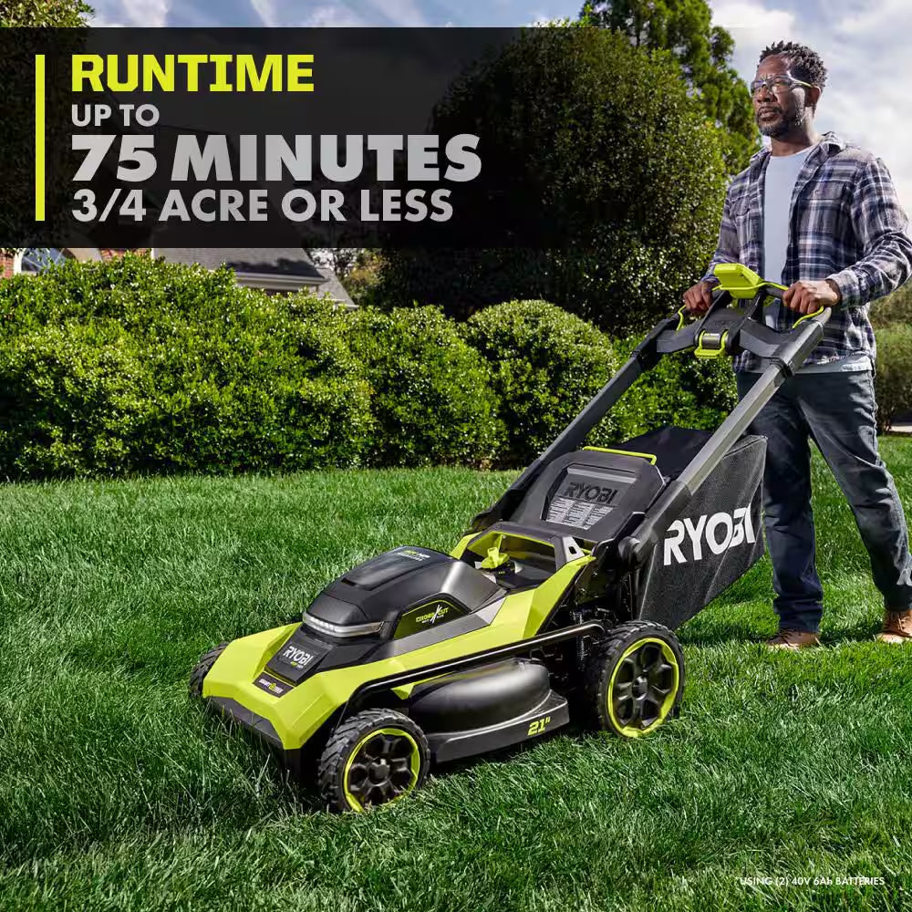 40V HP Brushless 21" Cordless Walk behind Multi-Blade Self-Propelled Mower W/ String Trimmer, Batteries & Charger