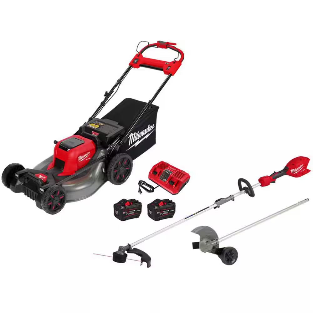 M18 FUEL 18V 21 In. Brushless Cordless Dual Battery Self-Propelled Mower W/ String Trimmer, (2) Batteries, Charger