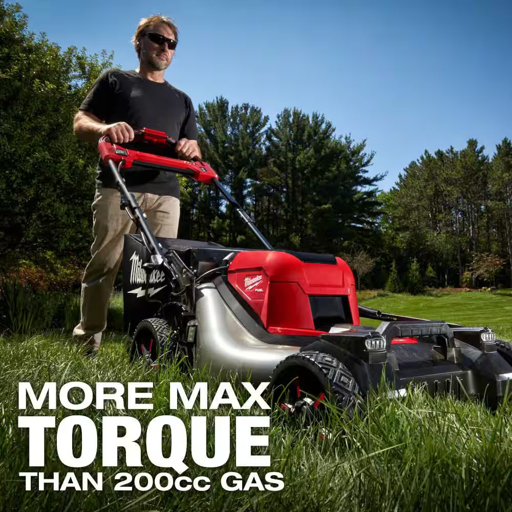 M18 FUEL Brushless Cordless 21 In. Walk behind Dual Battery Self-Propelled Mower W/ (4) 12.0 Ah Battery and (2) Charger