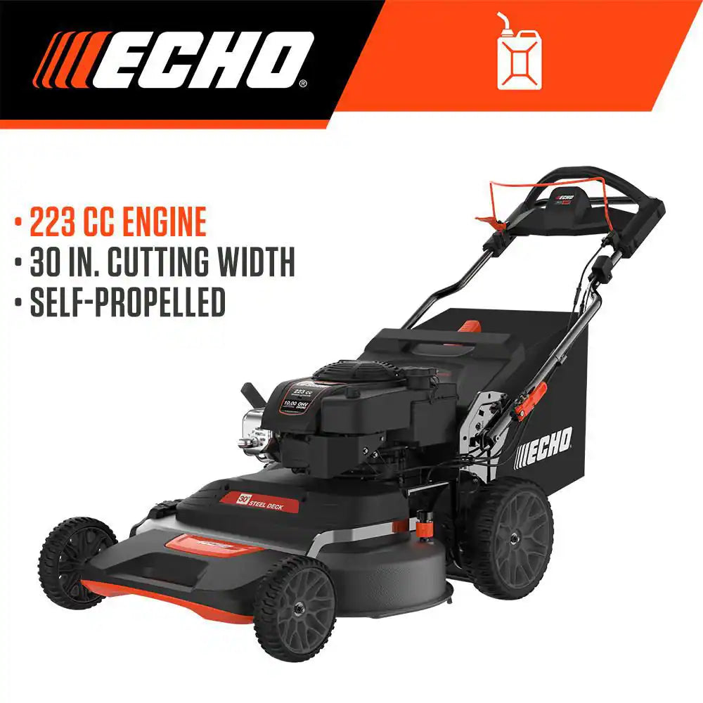 30 In. 223 CC Briggs and Stratton Gas 3-In-1 Dual Twin Blade RWD Self-Propelled Wide Area Lawn Mower with Readystart
