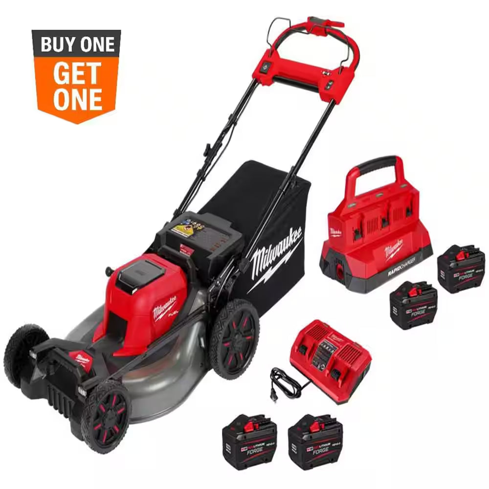 M18 FUEL Brushless Cordless 21 In. Walk behind Dual Battery Self-Propelled Mower W/ (4) 12.0 Ah Battery and (2) Charger