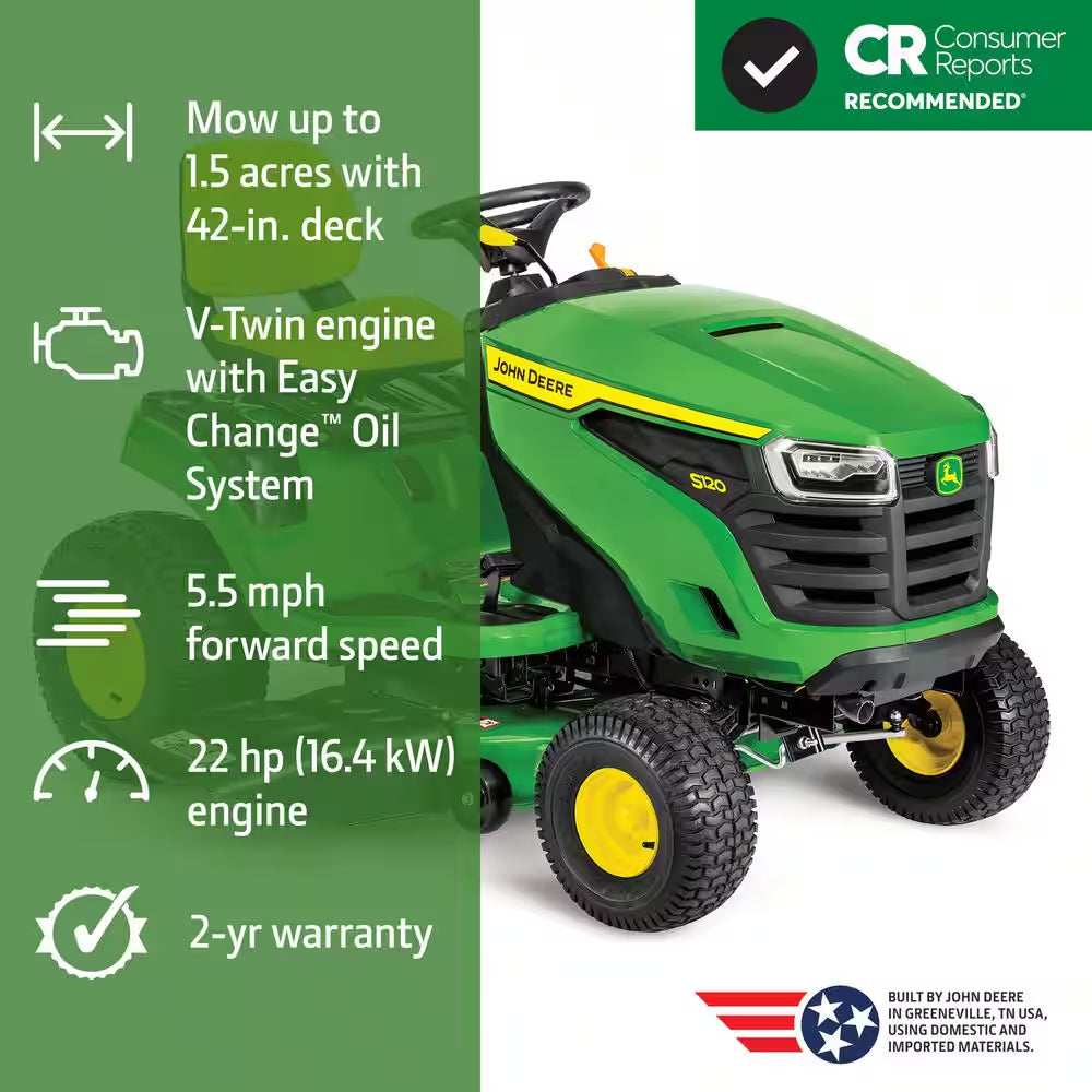 S120 42 In. 22 HP V-Twin Gas Hydrostatic Riding Lawn Mower