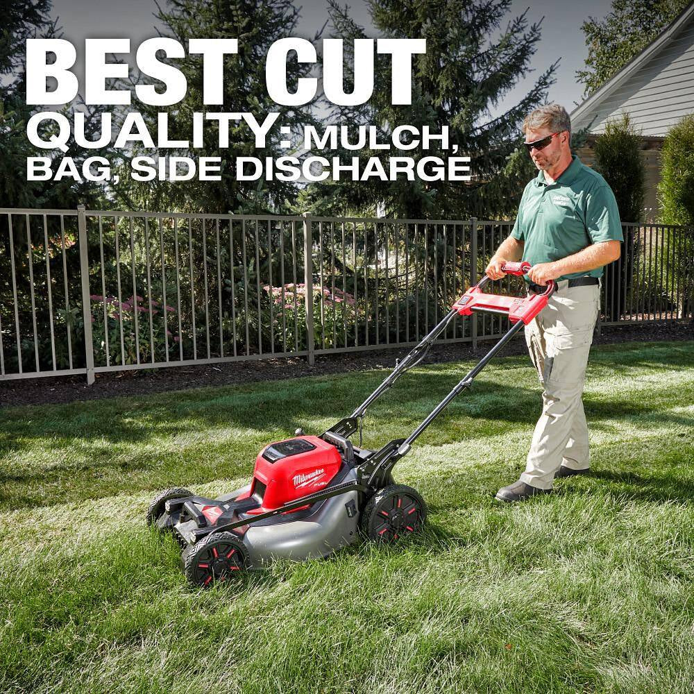 M18 FUEL Brushless Cordless 21 in Dual Battery Self-Propelled Mower W/ String Trimmer, Hedge Trimmer, Chainsaw