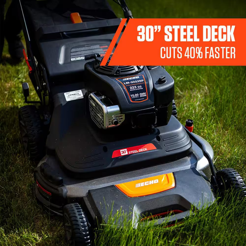 30 In. 223 CC Briggs and Stratton Gas 3-In-1 Dual Twin Blade RWD Self-Propelled Wide Area Lawn Mower with Readystart