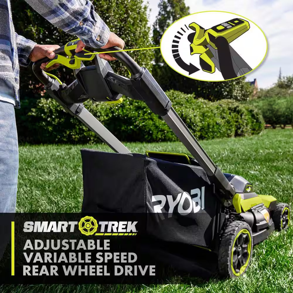 40V HP Brushless 21" Cordless Walk behind Multi-Blade Self-Propelled Mower W/ String Trimmer, Batteries & Charger