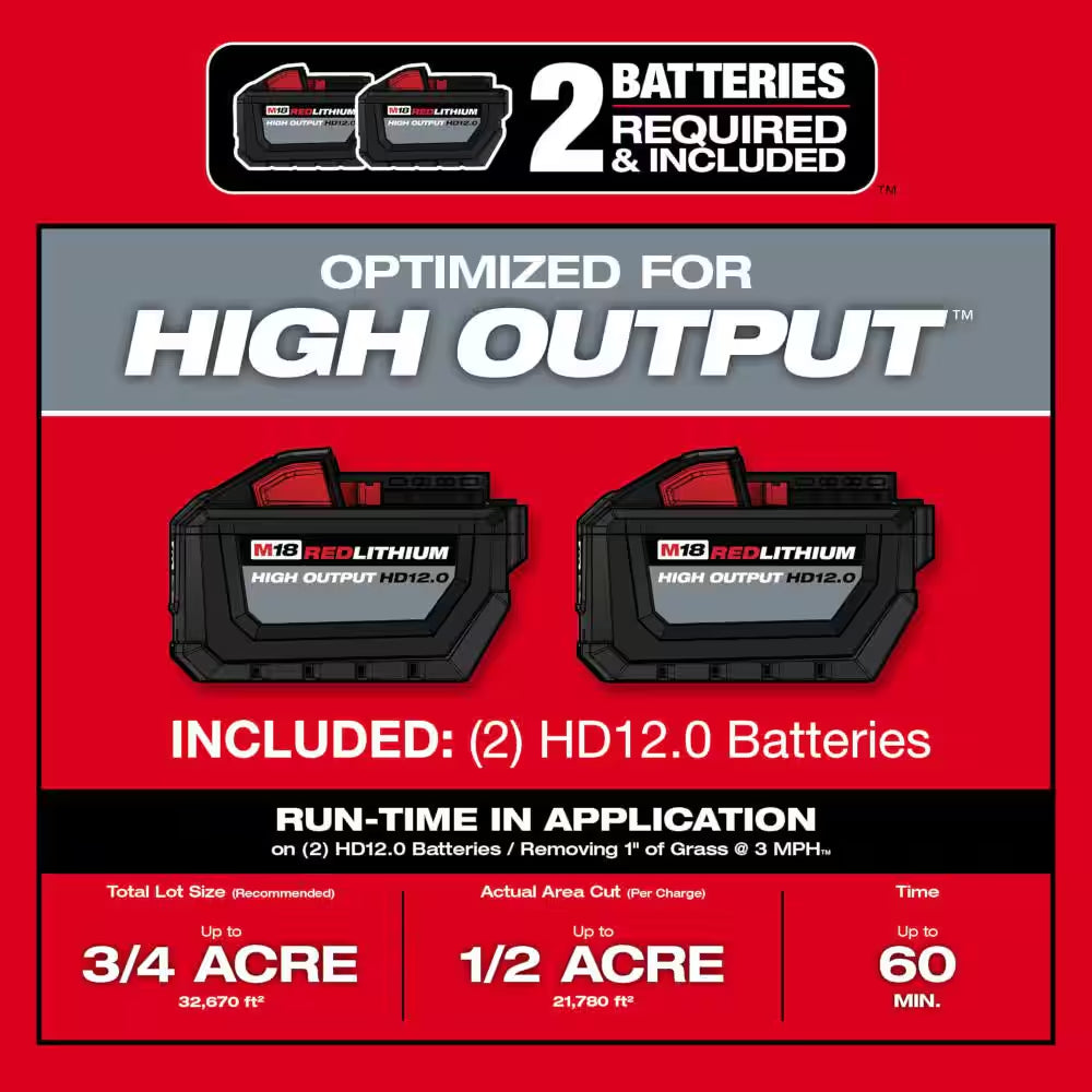M18 FUEL Brushless Cordless 21 In. Dual Battery Self-Propelled Lawn Mower W/ 16" Chainsaw, (3) 12Ah Batteries