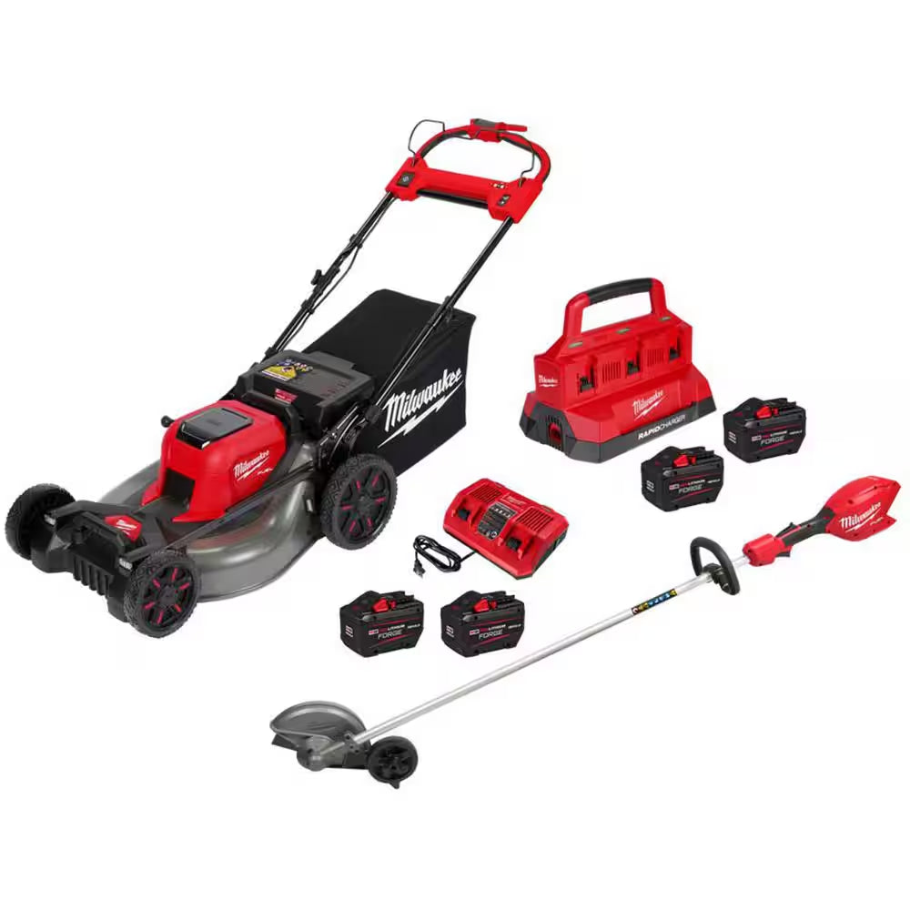 M18 FUEL Brushless Cordless 21 In. Walk behind Dual Battery Self-Propelled Mower W/ (4) 12.0 Ah Battery and (2) Charger