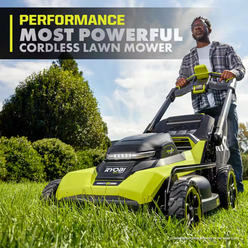 40V HP Brushless 21 In. Cordless Multi-Blade Self-Propelled Mower, Blower & Trimmer W/ (3) Batteries & (2) Chargers