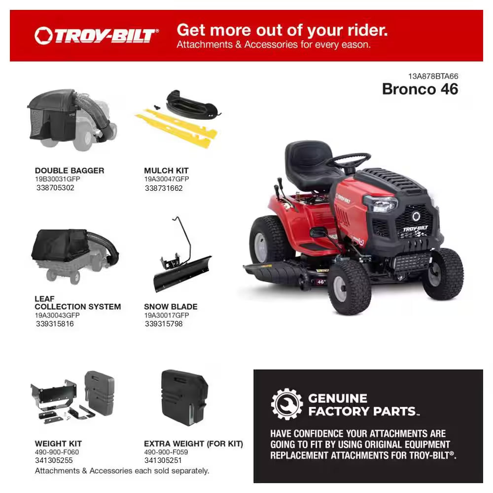 Bronco 46 In. 547Cc Engine Automatic Drive Gas Riding Lawn Mower