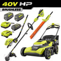 40V HP 21" Brushless Walk behind Self-Propelled Mower, String Trimmer, Edger & Hedge Trimmer-(3) Batteries (2) Chargers