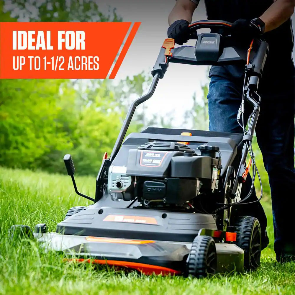 30 In. 223 CC Briggs and Stratton Gas 3-In-1 Dual Twin Blade RWD Self-Propelled Wide Area Lawn Mower with Readystart