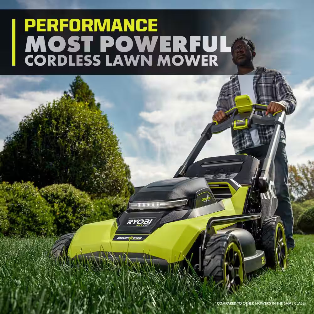 40V HP Brushless 21" Cordless Walk behind Multi-Blade Self-Propelled Mower W/ String Trimmer, Batteries & Charger