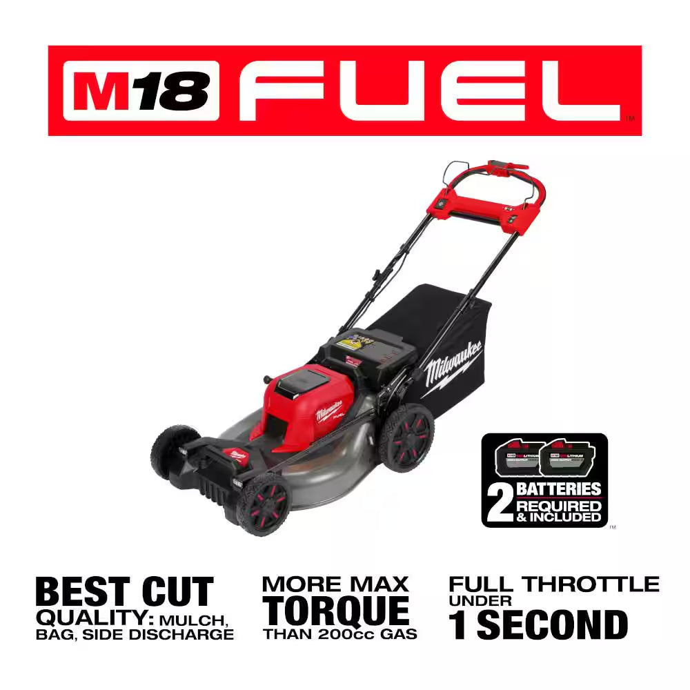 M18 FUEL 18V 21 In. Brushless Cordless Dual Battery Self-Propelled Mower W/ Hedge Trimmer, (2) 12.0 Ah Battery, Charger