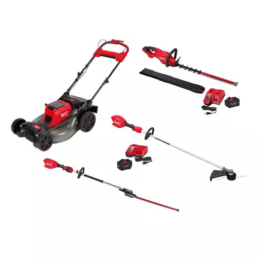 M18 FUEL Brushless Cordless 21 in Dual Battery Self-Propelled Mower W/ String Trimmer, Hedge Trimmer, Pole Hedge Trimmer