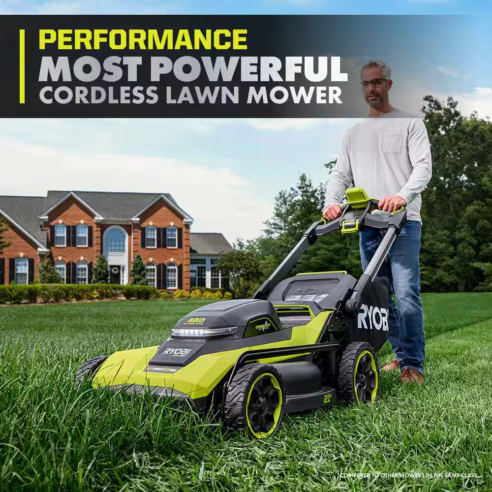 40V HP 21" Cordless Self-Propelled All Wheel Drive Mower, Blower, & String Trimmer W/ (3) Batteries & (2) Chargers