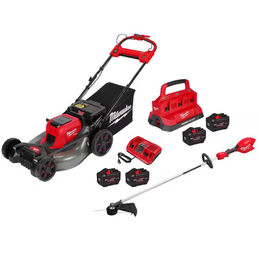 M18 FUEL Brushless Cordless 21 In. Walk behind Dual Battery Self-Propelled Mower W/ (4) 12.0 Ah Battery and (2) Charger