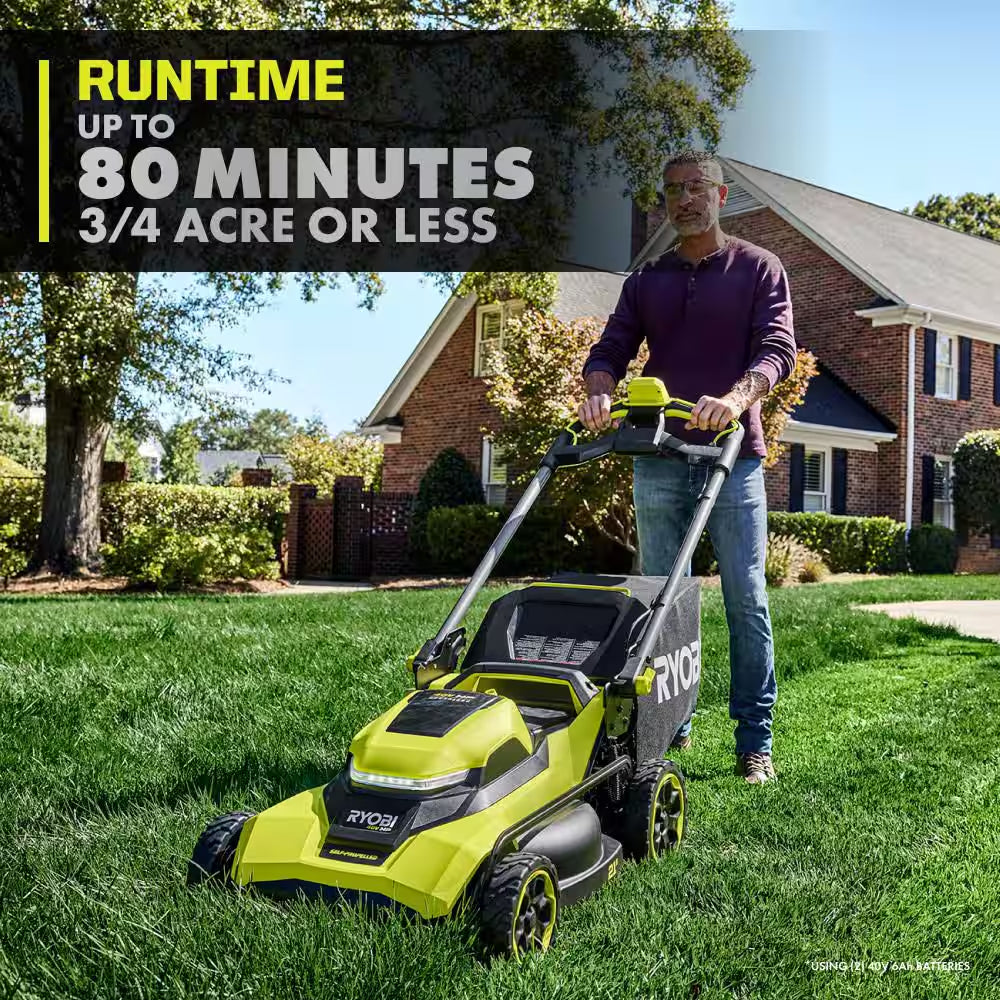 40V HP Brushless 21 In. Cordless Battery Walk behind Self-Propelled Mower, Blower & Trimmer-(3) Batteries & (2) Chargers
