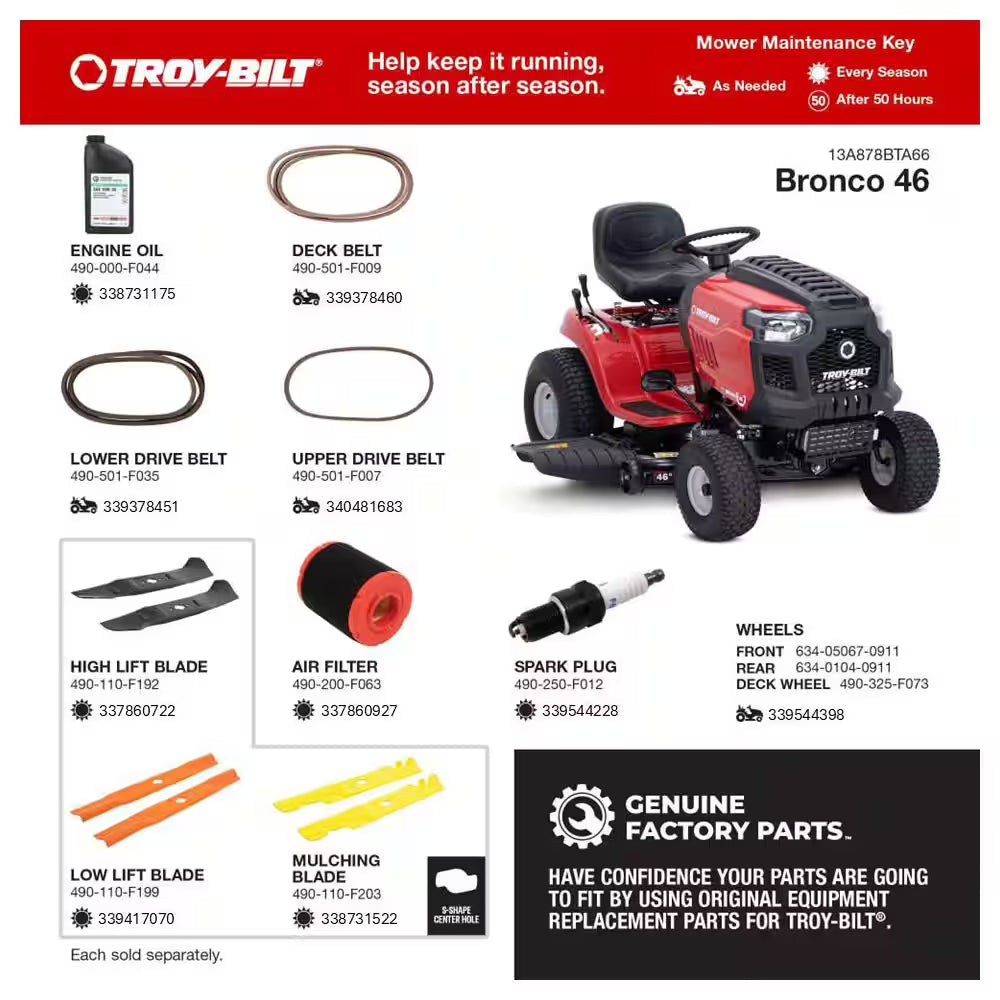 Bronco 46 In. 547Cc Engine Automatic Drive Gas Riding Lawn Mower